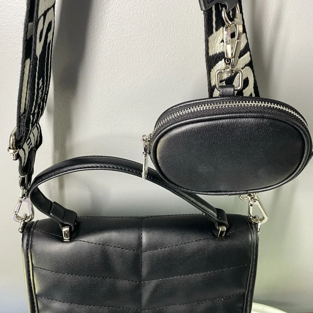 Steve Madden BZOLA Black Satchel Crossbody Bag w/coin‎ Purse/handle NWOT 7x9x5